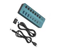 Divisor USB 3.0 de 7 puertos USB con interruptores individuales de 5 Gbps, extensor adaptador múltiple para portátil USB con control de puerto individual