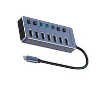 Divisor USB 3.0 de aluminio de 4/7/10 puertos, adaptador USB de transferencia de datos de alta velocidad y carga con interruptores independientes, adaptador USB de escritorio