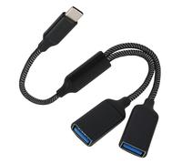 Divisor USB-C 1 a 2, USB-C a 2 USB-A Dual Macho, cable de carga y datos, fuente de carga y datos, compatible con iPhone 16/15, ordenadores Apple, iMac, portátiles, PS5, sistema Android, teclado, ratón