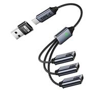 Divisor USB-C (1 entrada, 3 salidas), adaptador distribuidor USB tipo C, multiconector para datos y carga, cable USB-C de doble conecto