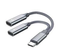 Divisor USB C 2 en 1 USB Y Splitte Cable de carga de auriculares doble puerto USB tipo C PD 15 W Hub de carga rápida Power Split compatible con teléfonos Samsung/Huawei/Oppo/Sony/Nokia, tabletas