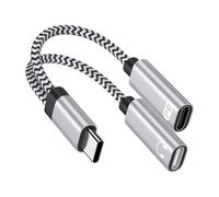 Divisor USB C, cable adaptador dual USB tipo C para auriculares y cargador para iPhone 17 Pro Max 17 Air 17 16 Pro Max 16E 16 Plus 15, divisor USBC 1 en 2 salidas tipo C conector de audio para Samsung