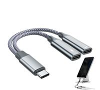 Divisor USB de 2 puertos, 1 divisor USB C 2 en 1, USB Y Splitte para auriculares y cable dividido de carga compatible con Samsung/Huawei/Oppo/Sony/Nokia, gris