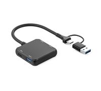 Divisor USB de 4 puertos extendido, 2 USB 2.0 + 1 USB 3.0 + 1 adaptador tipo para teclados de PC, portátiles, tabletas, adaptador tipo