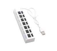 Divisor USB de 480 Mbps con 7 puertos con interruptores individuales, carga USB 2.0 para PC, portátil, multipuerto con control