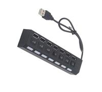 Divisor USB de 7 puertos, adaptador de datos USB 2.0, interruptores individuales para PC, multipuerto con control