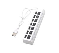 Divisor USB de 7 puertos de datos con interruptores individuales, adaptador de corriente USB 2.0, extensión para PC, portátil, multipuerto con control