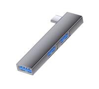 Divisor USB en ángulo de 90 grados, conectores multidispositivo, Plug & Play, construcción de aluminio, accesorio para teléfono y computadora