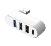 Divisor USB giratorio con 4 puertos USB 3.0 Hub 180° 3 USB 1 puerto USB 1 puerto USB C puerto de datos integrado USB extensor portátil