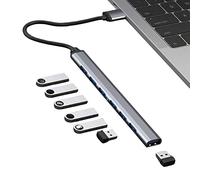 Divisor USB, múltiples puertos USB, extensor 7 puertos para laptop, unidad flash, consola, impresora, cámara, teclado, mouse, transmisión rápida datos Imtrub