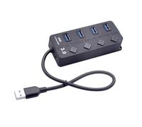 Divisor USB multipuerto de velocidad rápida para conectividad de PC, adaptador de 4 puertos con control de conmutadores y luces, multipuertos, adaptador USB, concentradores de expansión