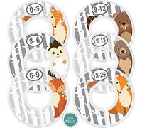 Divisores de tamaño para armario de bebé, divisores de guardería de Woodland para ropa de bebé, diseño de oso de zorro de ciervo, erizo, castor, decoración de guardería, divisores para armario de bebé para niño o niña, [Woodland] [gris/gris]