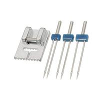 DIVISTAR Ranuras Pintuck Presser Foot + 3 tamaños Pin Doble de Agujas Dobles para Brother Piezas de máquinas de Coser para Herramientas domésticas