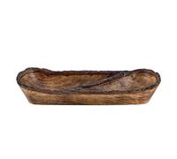Divit Shilp Bandeja de madera natural, cuenco para servir ensalada, verduras y frutas, bandeja grande y profunda para la familia, fiesta. (Bark Edge Divided Tray-NEW)
