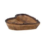 Divit Shilp Bandeja de madera natural, cuenco para servir ensalada, verduras y frutas, bandeja grande y profunda para la familia, fiesta. (Heart Bowl Bark Edge)