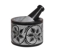 Divit Shilp Mortero y Mano de Mortero, Hecho de Piedra Dura Pulida de Servicio Pesado, Molinillo de Piedra Natural para Especias, Pastas, Hierbas, Condimentos, etc. (Ember)