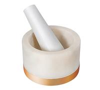 Divit Shilp Mortero y mortero, hecho de piedra dura pulida resistente, molinillo de piedra natural para especias, pastas, hierbas, condimentos, etc. (Mármol con base de latón)