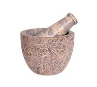 Divit Shilp Mortero y pilón, hecho de piedra dura pulida resistente, molinillo de piedra natural para especias, pastas, hierbas, condimentos, etc. (natural)