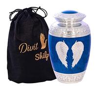 Divit Shilp Urna de cremación para Cenizas humanas con Bolsa de Terciopelo, para Adultos de hasta 200 Libras | Urnas funerarias (alas de ángel, Adulto)
