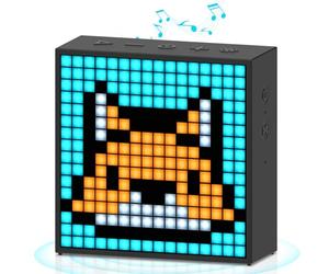 Divoom Timebox EVO Pixel Art - Altavoz Bluetooth LED con Control popr Medio de la aplicación - Altavoz inalámbrico portátil Inteligente con Graves potentes - Micrófono (Color Negro)