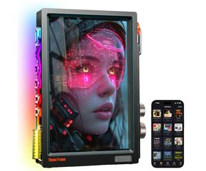 Divoom Times Frame - Marco de Fotos Digital Transparente de 10,1 Pulgadas con WiFi y 64 GB, Pantalla IPS Flotante y botón Giratorio RGB, 400 diales, widgets y Comunidad de Arte de píxeles (Negro)