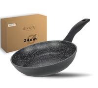 DIVORY Sartén 24cm Inducción - Sartén universal grande con revestimiento antiadherente para todo tipo de cocinas - Asas seguras, apta para lavavajillas (24cm, Negro)