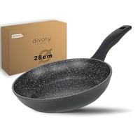 DIVORY Sartén 28cm Inducción - Sartén universal grande con revestimiento antiadherente para todo tipo de cocinas - Asas seguras, apta para lavavajillas (28cm, Negro)
