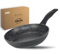 DIVORY Sartén 32cm Inducción - Sartén universal grande con revestimiento antiadherente para todo tipo de cocinas - Asas seguras, apta para lavavajillas (32cm, Negro)