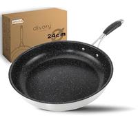 DIVORY sartén de acero inoxidable 24 cm ULTIME inducción I Sartén grande con revestimiento antiadherente para todo tipo de cocinas I Mango ergonómico, apto para lavavajillas