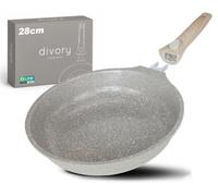 DIVORY Sartén de cerámica de 28 cm - Sartén con mango desmontable y revestimiento cerámico, apta para inducción, sin PFAS ni PTFE, sartén grande con revestimiento cerámico (Natura, 28 cm)