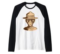 Divulgación Alien Park Ranger UFO UAP Retro Sci-Fi Gráfico Camiseta Manga Raglan