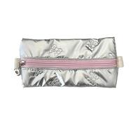 divuukyi Estuche para lápices con patrón de lazo, color metálico, gran capacidad, organizador de bolígrafos, bolsa de cosméticos de viaje, Silver, Little Butterfly
