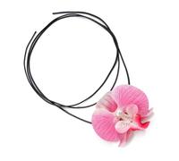 divuukyi Hermosa cadena de cuello de flores, elegante collar de joyería floral con adornos de perlas, accesorio de moda, Plástico + hilo de cera de cuero + perla de imitación