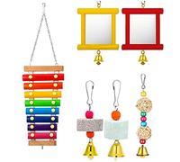 divuukyi Juego de 6 juguetes para masticar pájaros, jaula para loros pequeños, escalera colorida, resistencias para mascotas, suministros molares