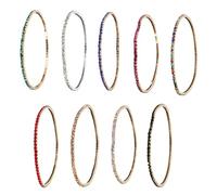 divuukyi Juego de 9 pulseras elásticas de circonita multicolor con diamantes de imitación elásticos para mujeres y niñas