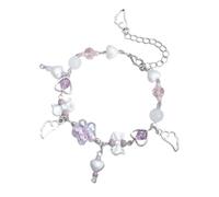 divuukyi Pulsera de alas hecha a mano con cuentas y lazo, cadena ajustable, joyería estética para mujeres y niñas, No es una piedra preciosa