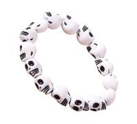 divuukyi Punk Styles - Pulsera elástica de calavera para hombres y mujeres, cadena de resina con cuentas, joyería de moda para fiesta de Halloween, As shown, Resina
