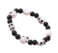 divuukyi Punk Styles - Pulsera elástica de calavera para hombres y mujeres, cadena de resina con cuentas, joyería de moda para fiesta de Halloween, As shown, Resina