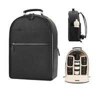 Divvia Mochila clásica de cuero para cámara con compartimento para laptop de 15 pulgadas, bolsa profesional para fotógrafos para DSLR grande, 20 L, color negro