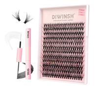 Diwinsh Kit pestañas pelo a pelo 30D 9-16mm D-Curl DIY Kit De Extensiones de Pestañas Individuales with Bond and Seal Haga las Pestañas Postizas en Racimo Naturales y Esponjosas en Casa