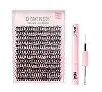 Diwinsh Kit pestañas pelo a pelo 40D 9-16mm D-Curl DIY Kit De Extensiones de Pestañas Individuales with Bond and Seal Haga las Pestañas Postizas en Racimo Naturales y Esponjosas en Casa