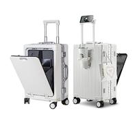 diwolor Equipaje de mano, maleta rígida de PC con bolsillo frontal, puerto de carga USB, carrito giratorio para equipaje con cerraduras TSA, White, Carry-On 20-lnch, Equipaje de mano con ruedas giratorias
