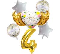 DIWULI Globos de Aniversario Número 4 Happy Anniversary Set