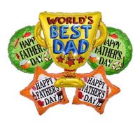 DIWULI Juego de Globos Trofeo Mejor Padre del Mundo, Feliz Día del Padre, Globos Divertidos para el Cumpleaños del Padre, Día del Padre, Decoración, Globo de Aluminio, Globo Estrella, Trofeo