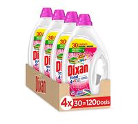 Dixan Detergente Líquido Lavadora, Adiós al Separar Total 4 en 1, (pack de 4, total: 120 lavados) Limpieza, luminosidad, frescor y sostenibilidad para la ropa de color
