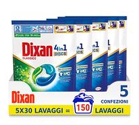 Dixan Discs Classico, Detergente Lavadora en Cápsulas, Paquete de 5 x 30 lavados