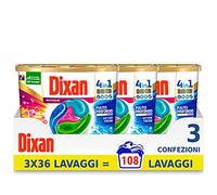 Dixan Discs Multicolor Detergente Lavadora Prefosato en cápsulas para prendas de colores 4 en 1-3 x 36 lavados (108 lavados)