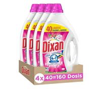 Dixan Gel Adiós al Separar Total 4+1, Detergente Líquido para Lavadora (pack de 4, total: 160 lavados), jabón para la ropa de color. Limpieza, luminosidad, frescor y sostenibilidad.