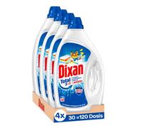 Dixan Gel Total 3+1, Detergente Líquido para Lavadora (30 lavados, pack de 4, total: 120 lavados), jabón líquido para lavar la ropa blanca y clara, Limpieza, luminosidad y frescor