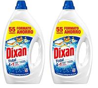Dixan Gel Total 4+1, Detergente Líquido para Lavadora 55 Lavados, jabón líquido para lavar la ropa blanca y clara, limpieza, luminosidad, frescor y sostenibilidad (Paquete de 2)